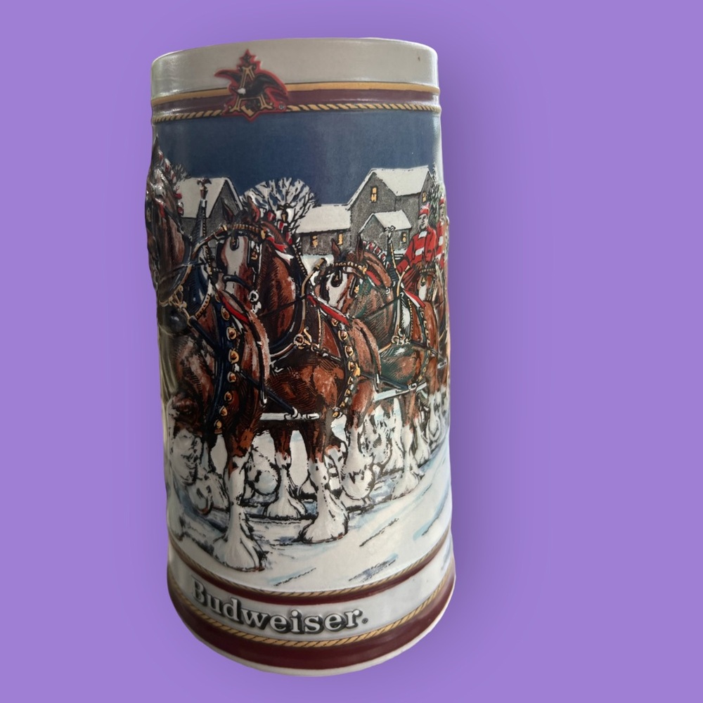 1989 Vintage Budweiser Beer Stein Anheuser-Busch Clydesdales Ceramarte Retro